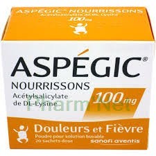 ACETYLSALICYLATE DE LYSINE 100 mg pdre sol. buv.