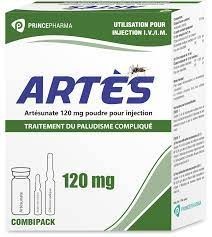 ARTESUNATE 120 mg pdre p. sol. inj. + solv/2 ml (bicarbonate de sodium)+ solv/10 ml (chlorure de sodium) Bte/1